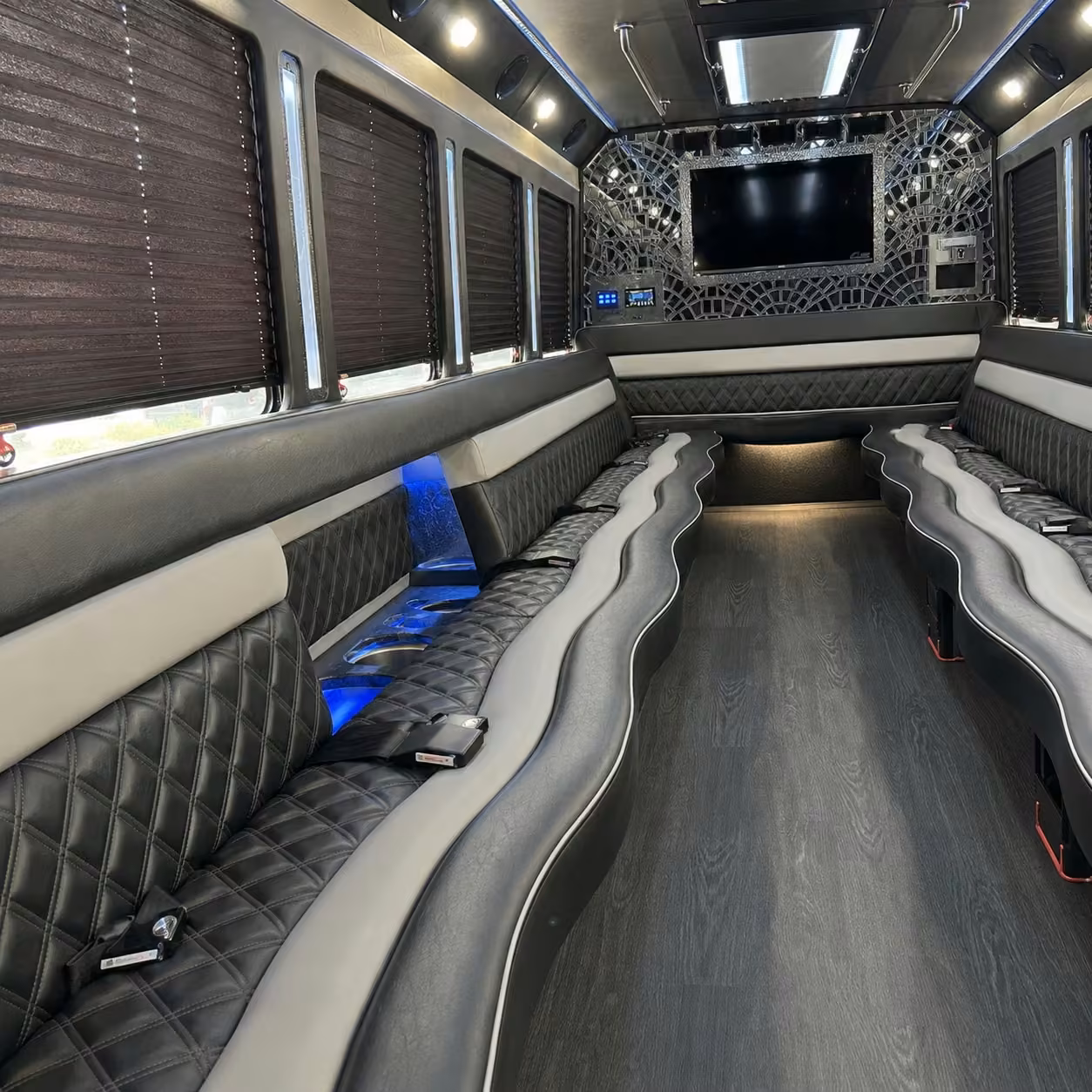 15 passenger party bus inside