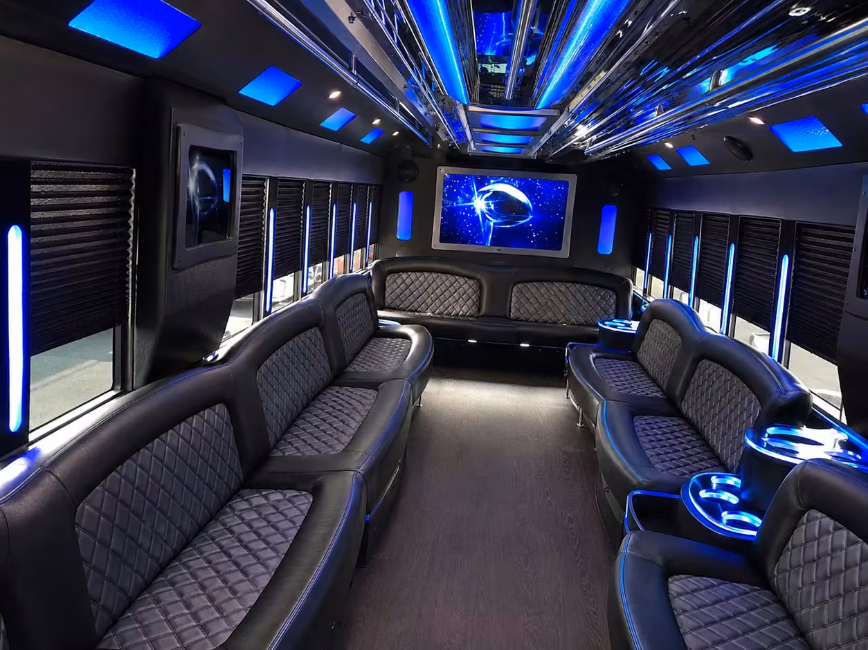 20 passenger party bus inside