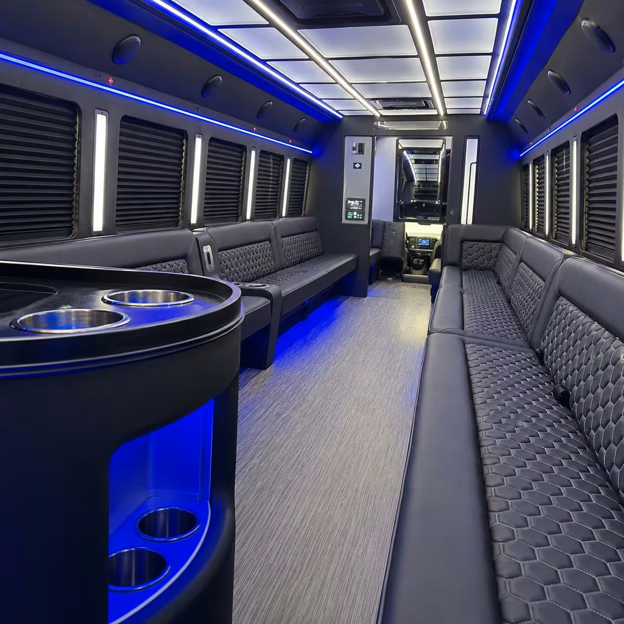 28 passenger party bus inside