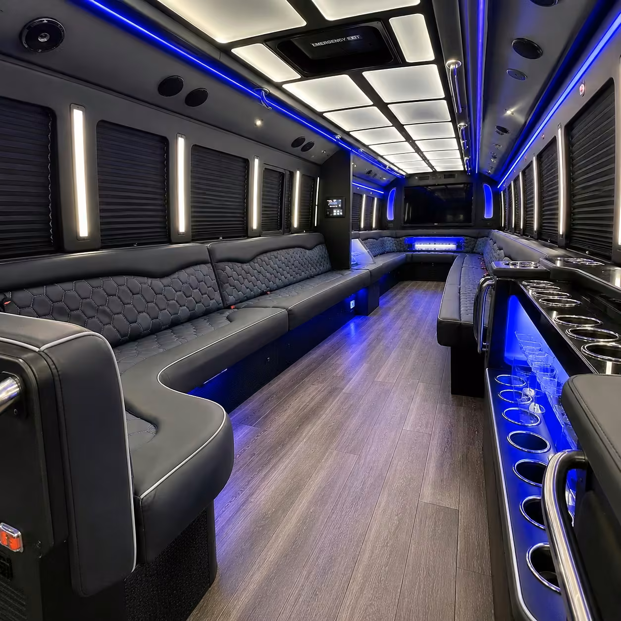 30 passenger party bus inside